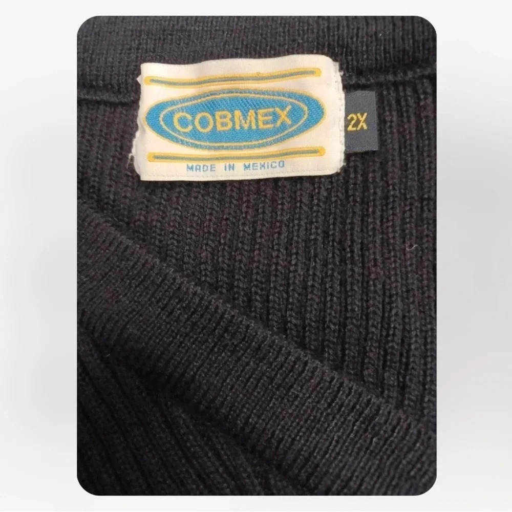Cobmex Military V Neck Commando Blue/Black Ribbed Sweater Size 2X - Picture 10 of 12